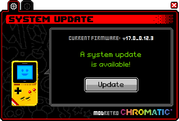 updater UI – update available