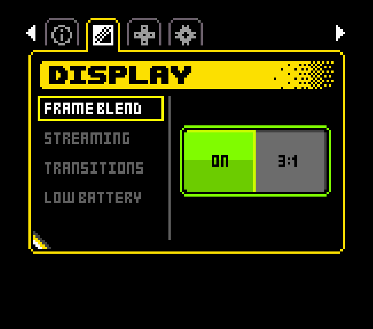 Display frameblend