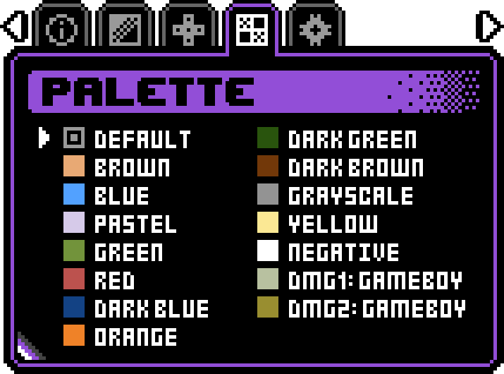 Palette selection