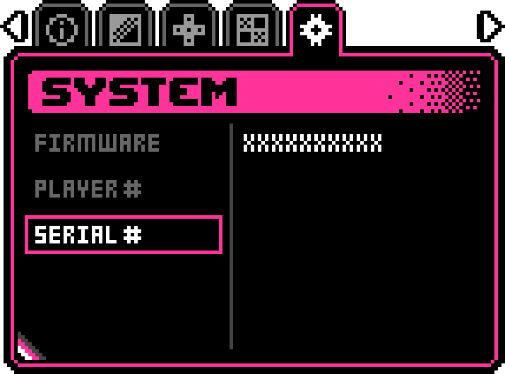 System settings serial number